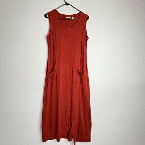 LOGO Lounge Women's Knit Midi Dress Burnt Orange Relaxed Sleeveless Medium